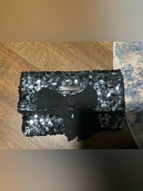 Y2K Juicy Couture Black Sequin Bow Clutch